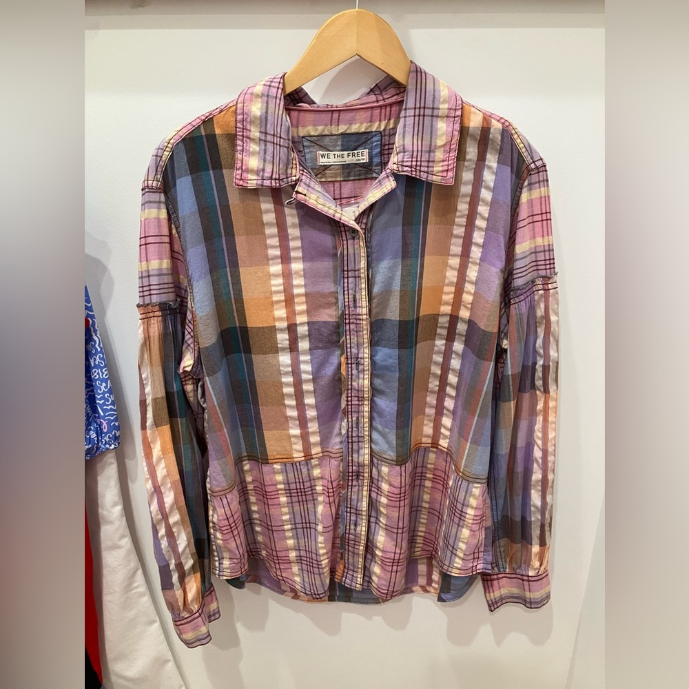 We The Free Colorful Plaid Button-Up